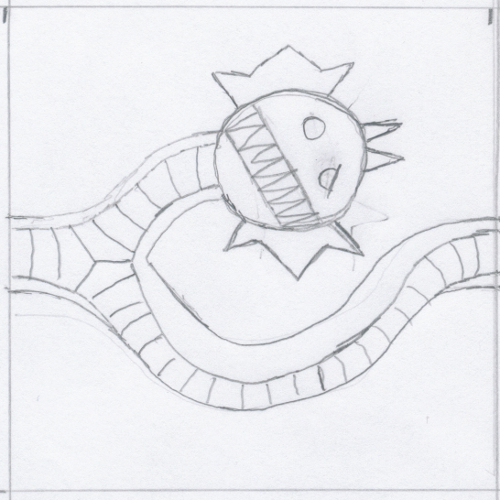 A pencil sketch of a hydra card